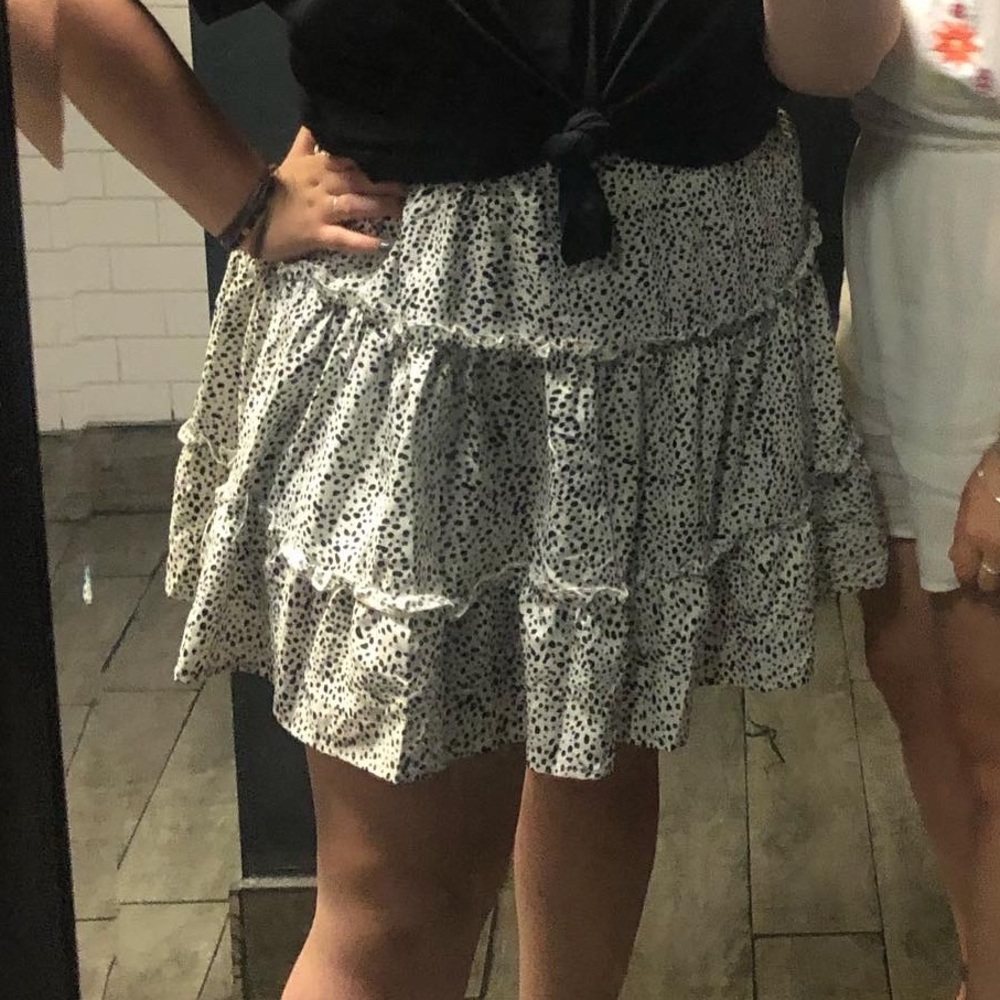Shein Dalmation Print Ruffle Skirt